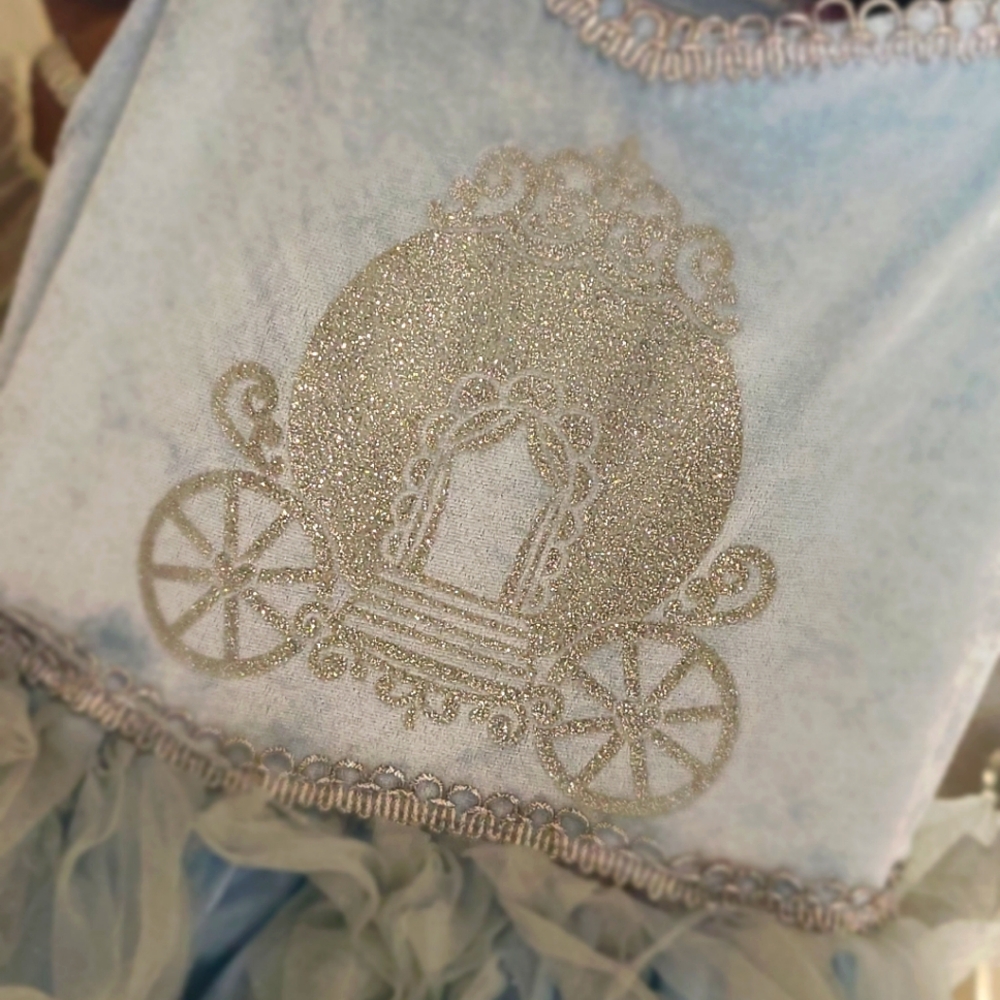Girls velvet ruffle tiered dress with wired skirt and cinderella carriage detail